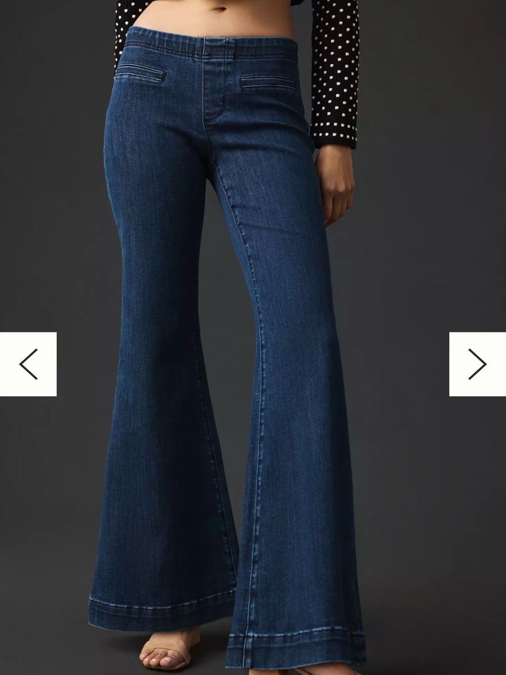Pilcro Anthropologie Retro Dark Blue Flared Women's Pull On Jeans